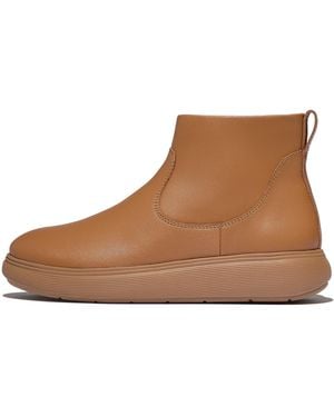 Fitflop Iq-comff Leather Zip Ankle Boots - Brown