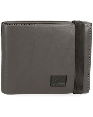 Pepe Jeans Marshal Portafoglio con Nastro Elastico Grigio 11,5x8,5x1 cm Pelle - Nero
