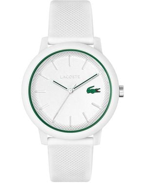 Lacoste Analog Quarzuhr für Kollektion .12.12 mit Weisses Silikonarmband - 2011169 - Mettallic