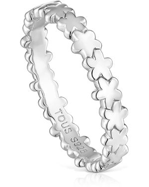 Tous Ring mit Blumenmotiv aus Feinsilber - Mettallic