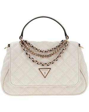 Guess Sac à épaule bandoulière sac à main Giully II Top Handle Flap Bag Cream White écru - Blanc