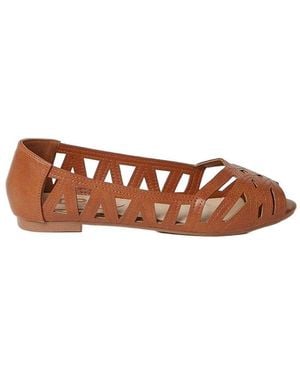 Dorothy Perkins Wide Fit Prim Peep Toe Ballet Flats - Brown