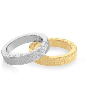 Calvin Klein Women's Ck Iconic For Her Collection Rings In Stainless Steel & Yellow Gold - 35000444c - Multicolour
