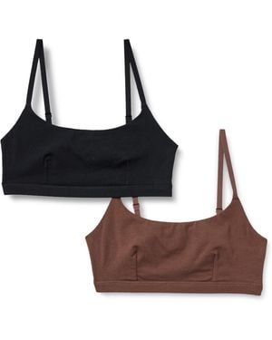 Amazon Essentials Bralette redondo de punto de algodón sin cierre Mujer - Marrón