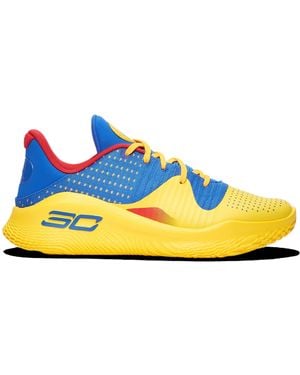 Under Armour Curry 4 Low Flotro - Men's (blue/yellow/black), Blue/yellow, 13.5 Women/12 Men