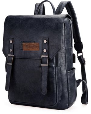 Wrangler Backpack Vegan Leather Laptop Backpack Purse - Blue