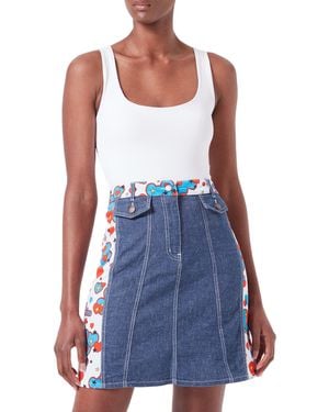 Love Moschino Indigo Linen Blend Stretch Skirt - Blue