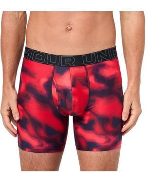 Under Armour Ua Performance Tech-print 6 Inch,racer Red Boxer Briefs