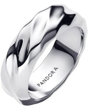PANDORA Wide Band Ring For Wavy Silver 193886c00 - Metallic