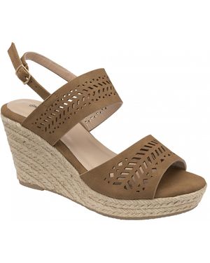 Dunlop Tan Cece Sandalen mit Keilabsatz und offenem Zehenbereich - Braun