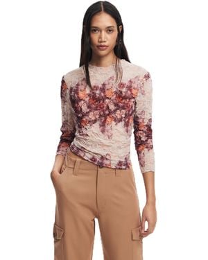 Desigual Mujer Woven Blouse 3/4 Sleeve - Rojo