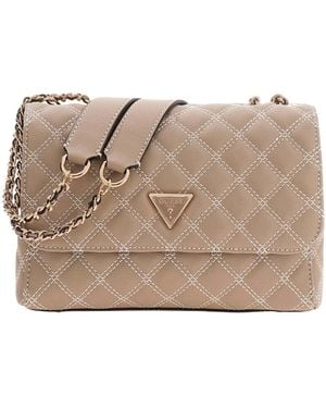 Guess Schoudertas Giully Ii 2 Compartment Convertible Flap Pale Mocha Lichtbruin - Naturel