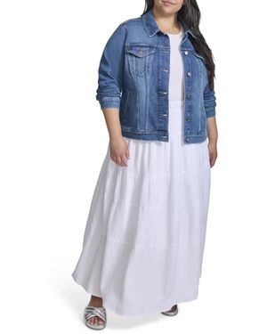 DKNY Size Plus Denim Trucker Jacket - Blue