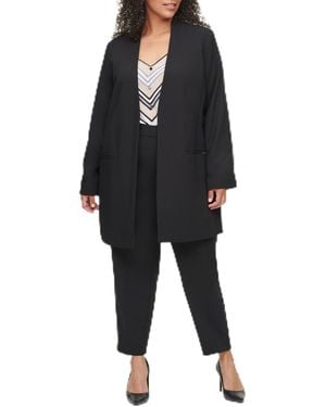 Calvin Klein Plus Shoulder Pads Rayon Collarless Blazer - Black