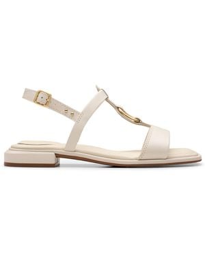 Clarks S Ariany Sling Leather Cream Sandals 5.5 Uk - Metallic