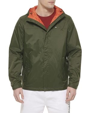 Tommy Hilfiger S Lightweight Breathable Waterproof Hooded Fleece Jacket - Green