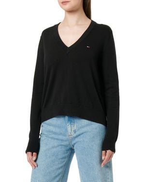 Tommy Hilfiger Tjw Essential Vneck Jumper Ext Dw0dw19888 Pullover Jumper - Black