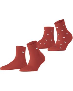 Esprit Mesh Heart 2-Pack W SSO Baumwolle Gemustert 2 Paar Kurzsocken - Rot