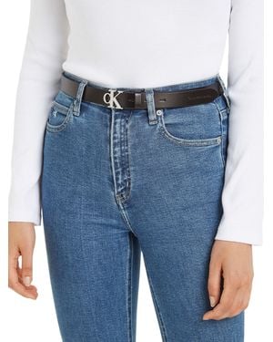 Calvin Klein Mono Plaque 30 Mm Leather Belt - Black