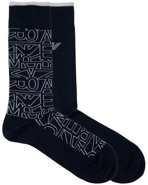 Emporio Armani 2-Pack Socks Short Chaussettes - Bleu