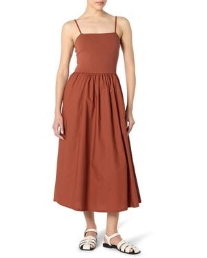The Drop Robyn Mixed Media Spaghetti Strap Midi Dress Kleider - Braun
