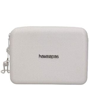 Havaianas Necessaire Beach Glitter Silver Rubber Bag - White
