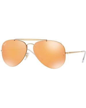 Ray-Ban 90847j Sunglasses Gold/dark Orange Mirror Gold - Black