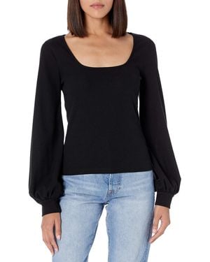 The Drop @lucyswhims Square-neck Balloon-sleeve Top - Black