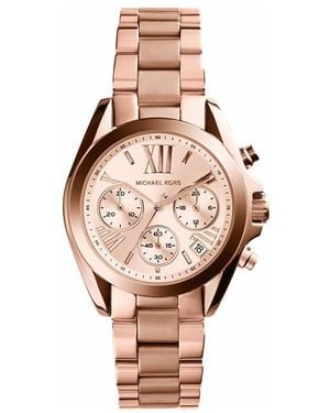 Michael Kors Bradshaw Mini Chronograph Quartz Watch With Rose Gold Stainless Steel Strap For Mk5799 - Pink