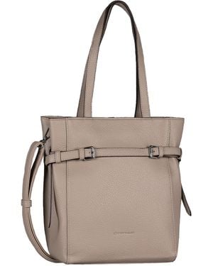 Tom Tailor Sora Shopper Umhängetasche Reißverschluss Mittelgroß Beige - Grau