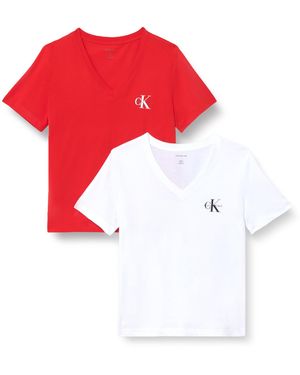 Calvin Klein A- Logo Vn 2 Pack Tee Lv047c906g Tees - Rood