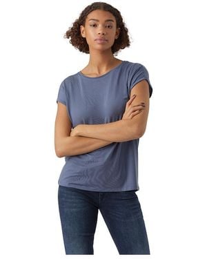 Vero Moda Vmava Plain Ss Top Gajrs Noos Shirt - Blue