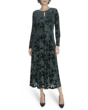 Tommy Hilfiger Long Sleeves Keyhole Neck Midi Dress - Green