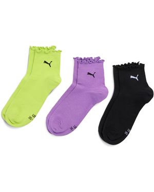 PUMA Ruffle Quarter Socks 3 Units Eu 35-38 - Multicolour