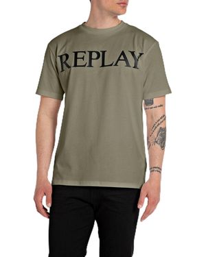 Replay T-shirt da uomo in cotone a maniche corte - Verde