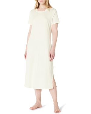 Amazon Essentials Camicia da Notte a iche Corte in Morbido Misto Cotone Donna - Neutro
