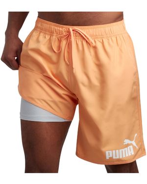 PUMA Quick Dry Swimsuit Trunks With Mesh Compression Liner - 8" Inseam - Orange