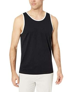 Amazon Essentials Regular-fit Tank Top, Black/white, Large