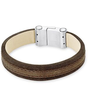 S.oliver Armband Edelstahl Leder 21 cm - Braun