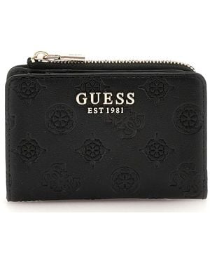 Guess Zarela Slg Zip Arnd Card Case Wallet - Black