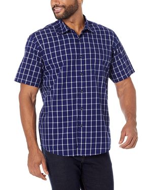 Amazon Essentials Regular-Fit Short-Sleeve Plaid Shirt Camicia - Blu