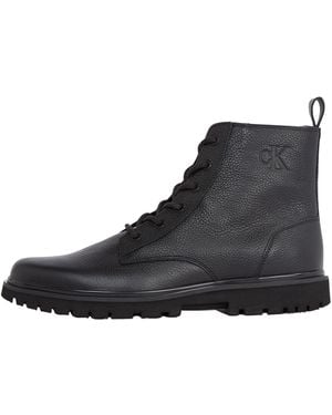 Calvin Klein Uomo Stivali Mezza Gamba Eva Mid Tumbled con Lacci - Nero