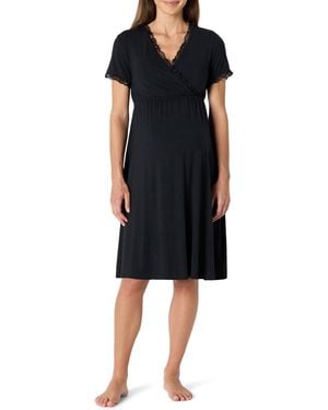 Amazon Essentials Nachtwäsche-Umstands- und Stillhemd aus weichem Modal - Schwarz