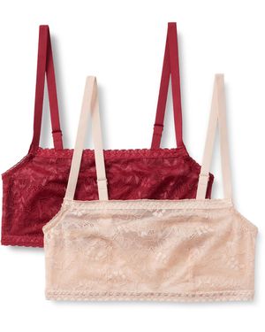 Amazon Essentials Stretch-Bralette mit quadratischem Ausschnitt und Spitze - Rot