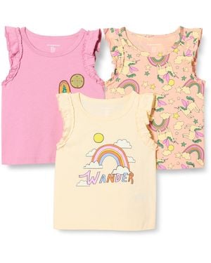 Amazon Essentials Paquete de 3 Camisetas sin gas con Volantes - Rosa