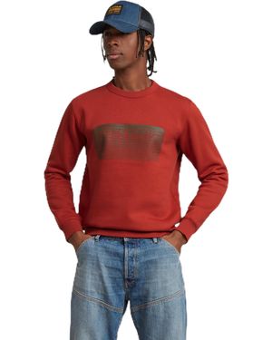 G-Star G-Star para Hombre Stacked Old Skool Logo Sweater - Rojo
