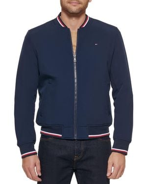 Tommy Hilfiger Lightweight Varsity Rib Knit Bomber Jacket - Blue