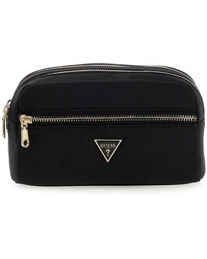 Guess Kulturbeutel Utensilientasche Double Zip Black schwarz