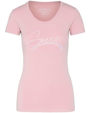 Guess T-Shirt ica Corta da Donna Marchio - Rosa