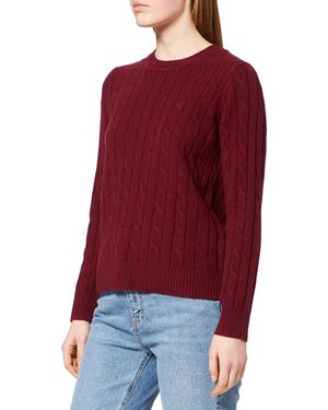 GANT D2. Lambswool Cable C-Neck Pullover - Rot